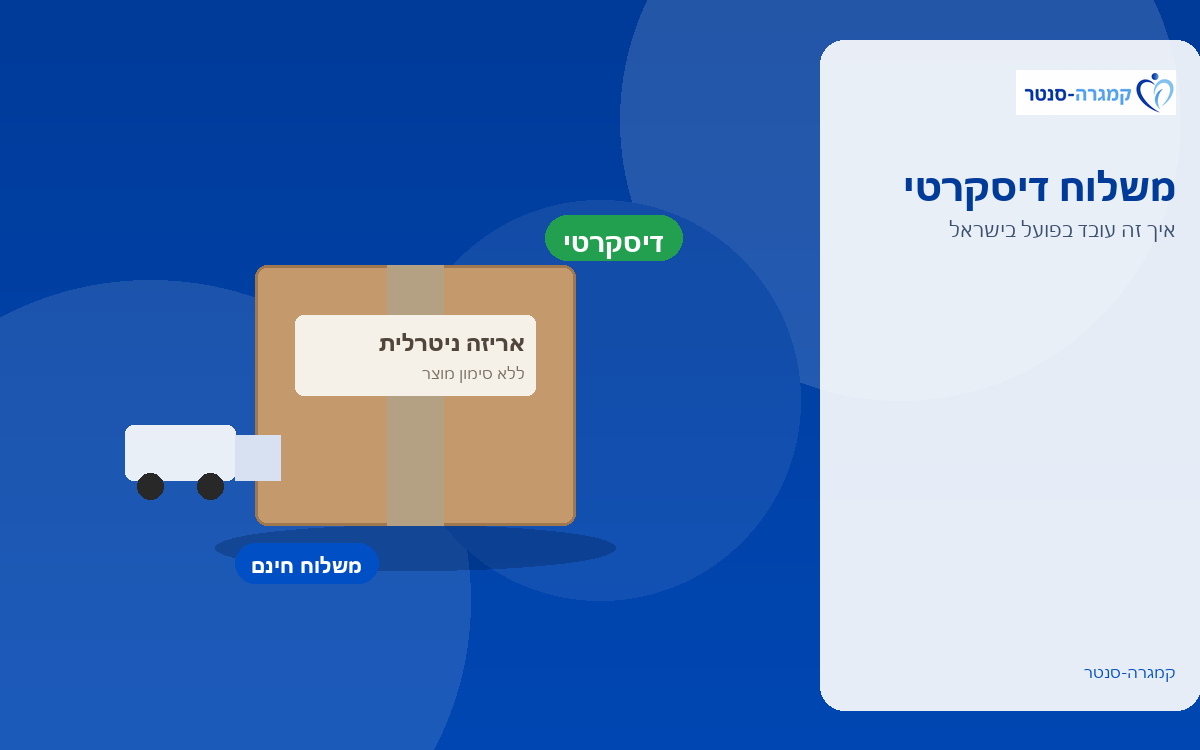 משלוח דיסקרטי של קמגרה ג'ל — איך זה עובד בפועל?